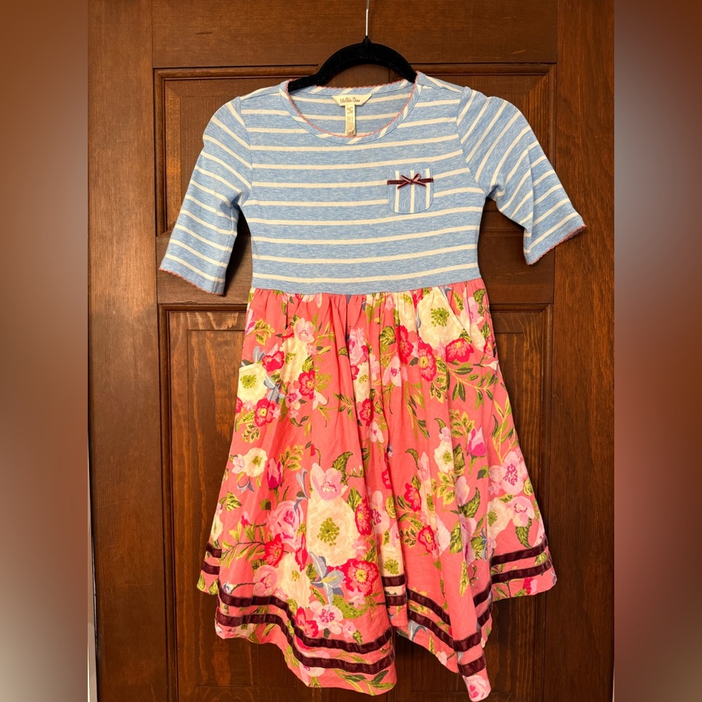 Matilda Jane Blue Striped and Pink Floral Dress